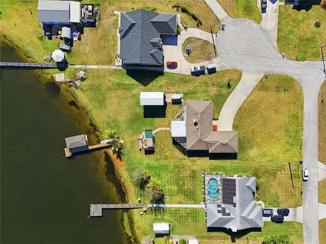 a view of a lake with a outdoor space