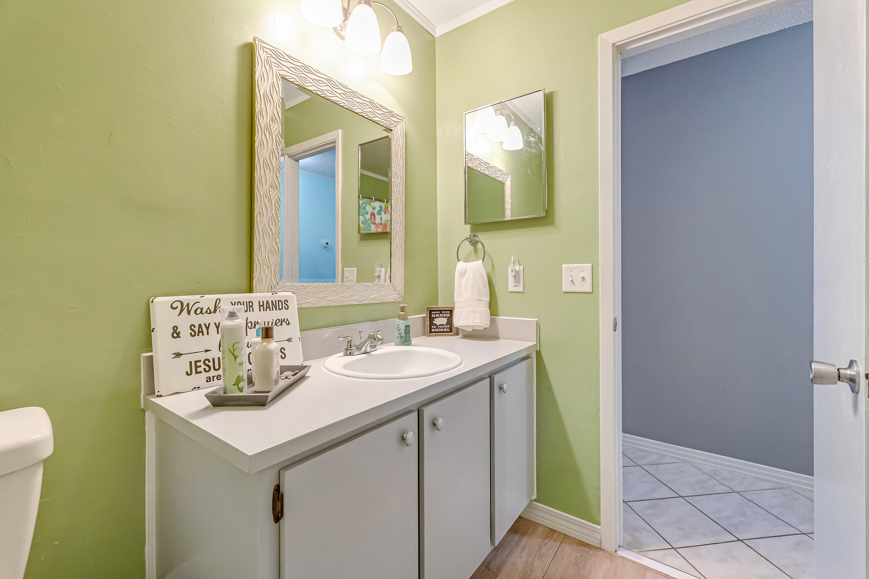 1811 Rattan Palm Drive Niceville, FL 32578 - Photo 38 of 57 a bathroom with a sink and a mirror