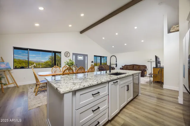 a kitchen with lots of counter top space