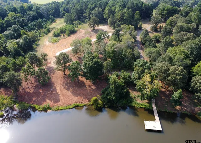an aerial view of a houses with yard