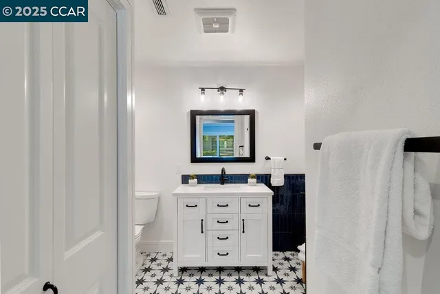 a workspace with a cabinet door