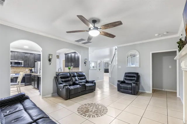 a living room with furniture