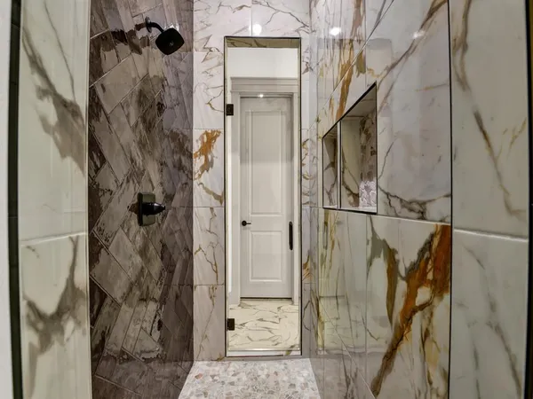 a bathroom with a shower
