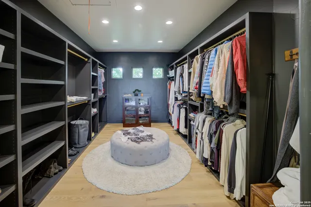 a room with a couch and a closet
