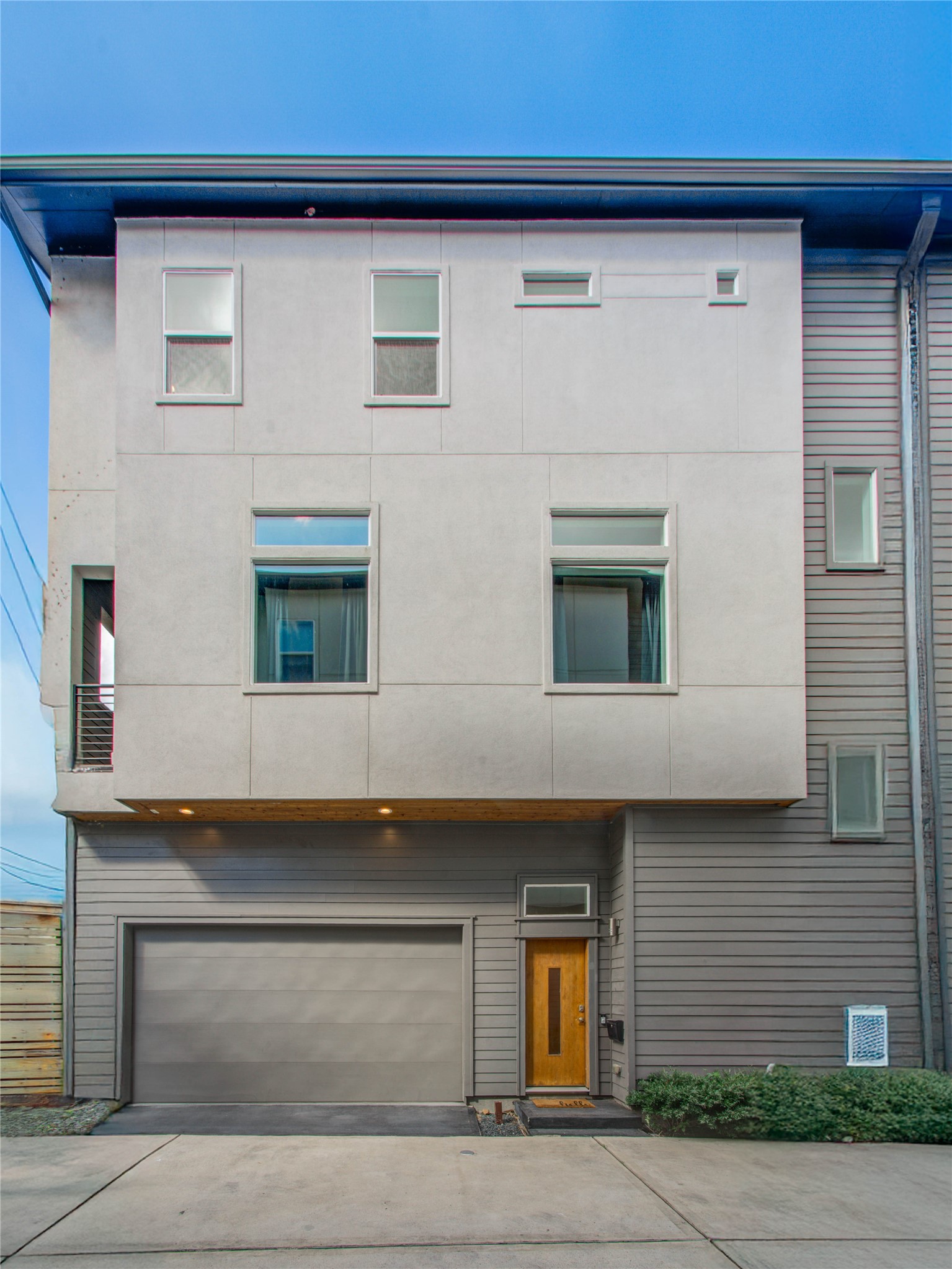 a front view of residential houses