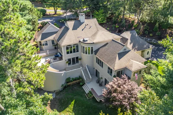 an aerial view of a house