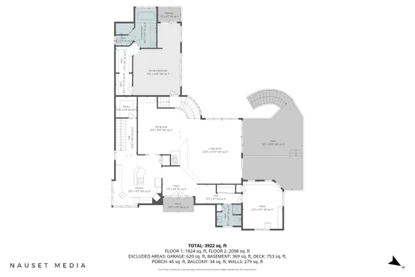 an aerial view of a house with outdoor space