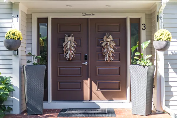a front view of a house with entryway