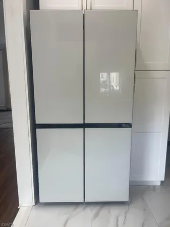 a close view of a refrigerator in kitchen