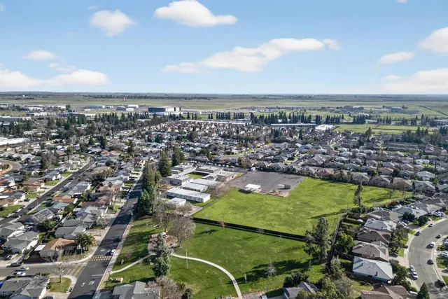 an aerial view of a city