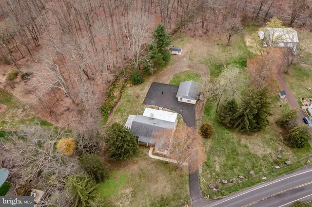 an aerial view of a house