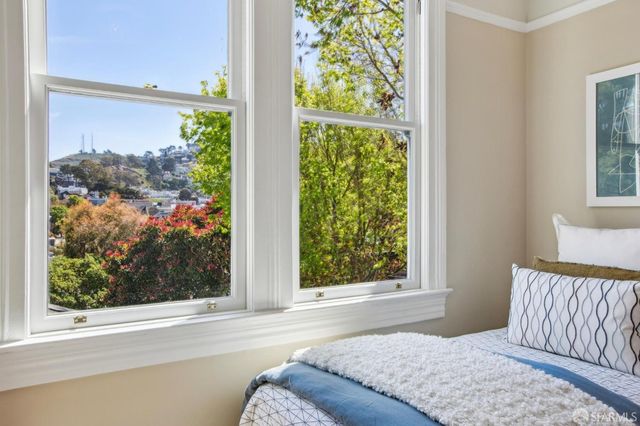 a front view of a building with street view