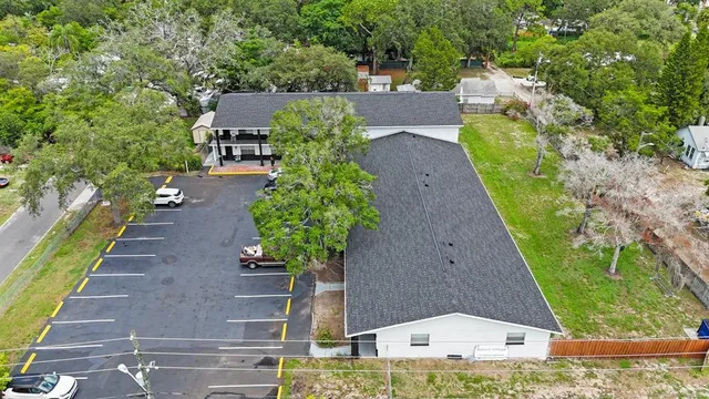 a view of a garden with potted plants
