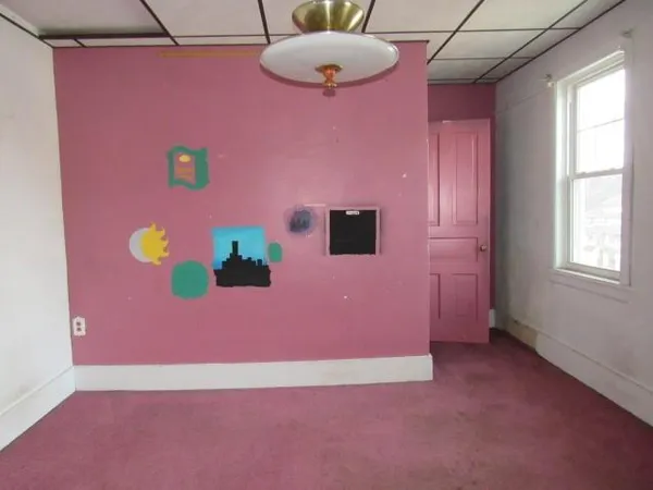 a view of a livingroom with a window