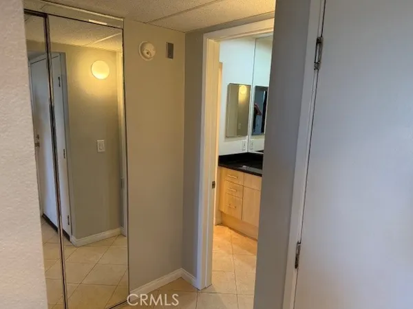 a bathroom with a mirror