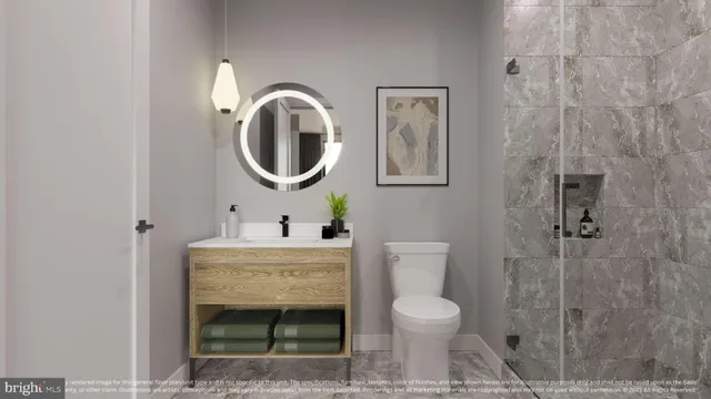 a bedroom with bed and night stand