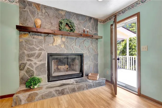 a view of an entryway with a fireplace