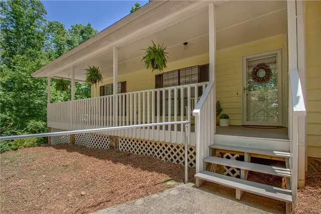 a view of a balcony with a swing