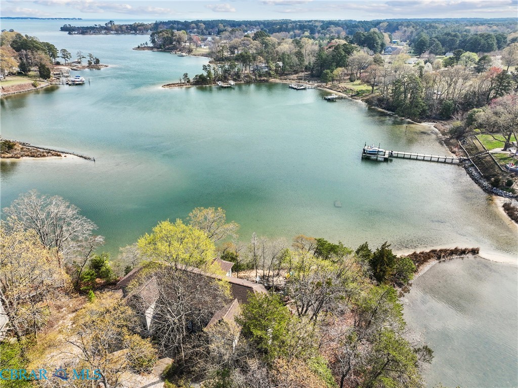 172 Sturgeon Creek Road Deltaville, VA 23043 - Photo 42 of 50 Aerial view of a nearby body of water
