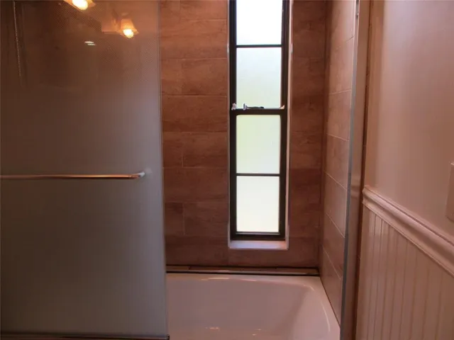 a bathroom with a window
