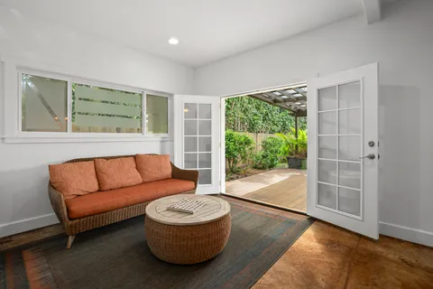 a view of porch with a yard