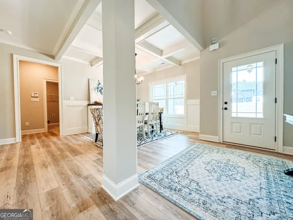 a view of a room with racks on the wall