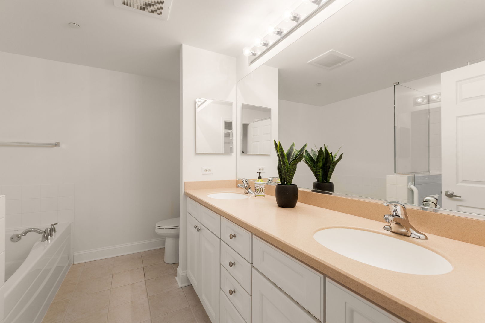 125 North Buffalo Grove Road, Unit 104 Buffalo Grove, IL 60089 - Photo 9 of 17 a bathroom with a double vanity sink mirror and