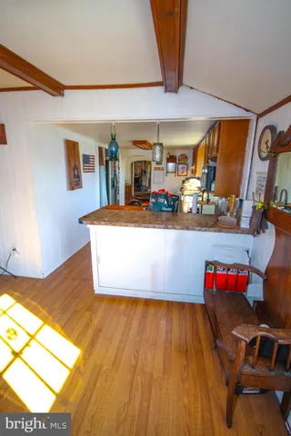 a living room with hard wood flooring and a couch