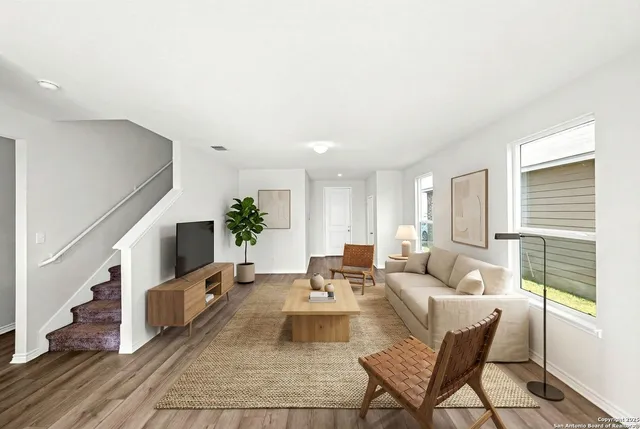 a living room with furniture