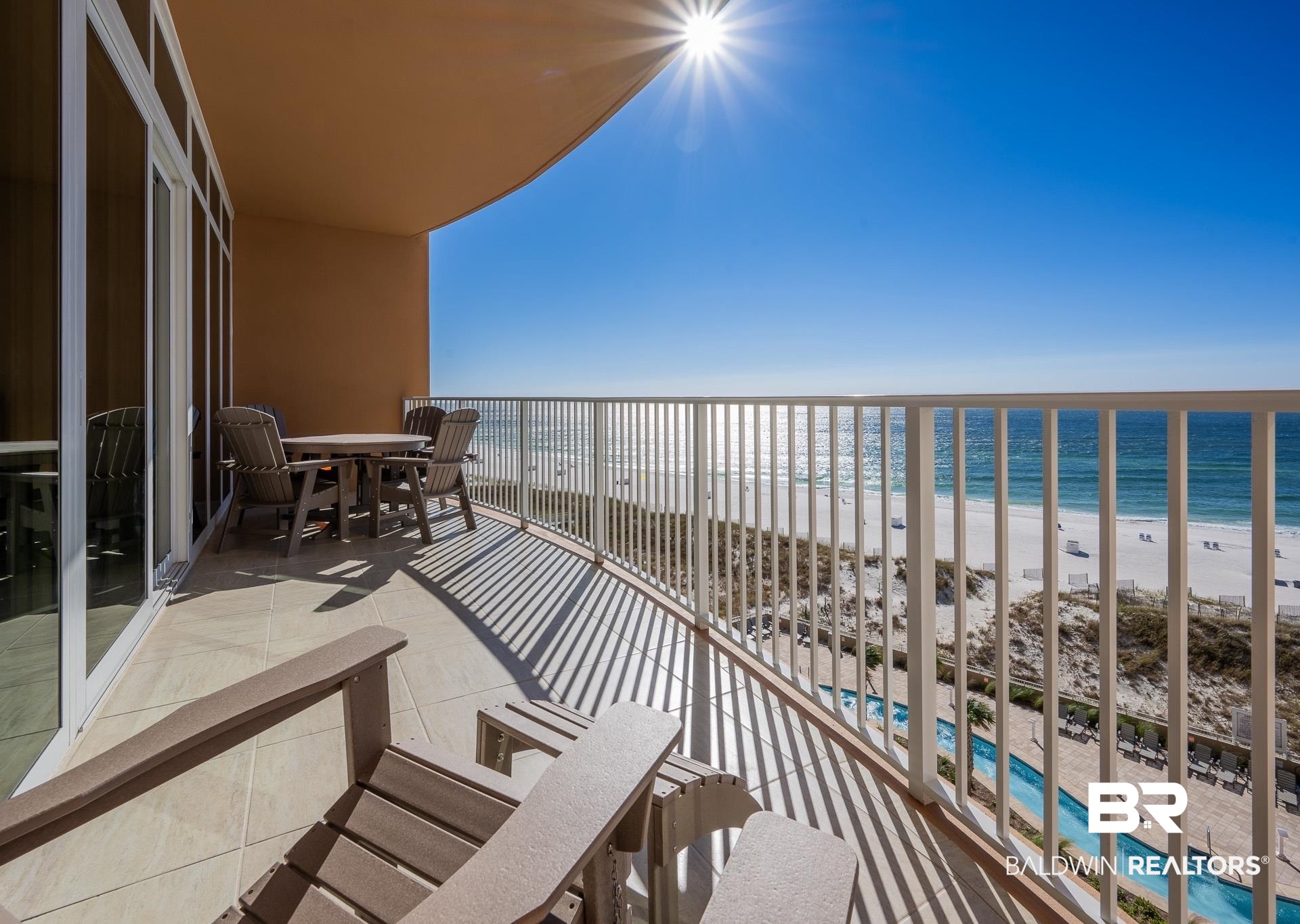 23008 Perdido Beach Boulevard, Unit 506 Orange Beach, AL 36561 - Photo 18 of 48 Balcony with a beach view, a water view, and outdoor dining space