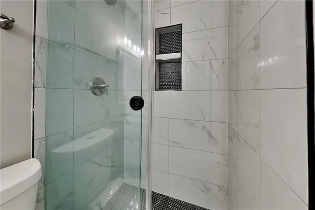 a bathroom with a shower