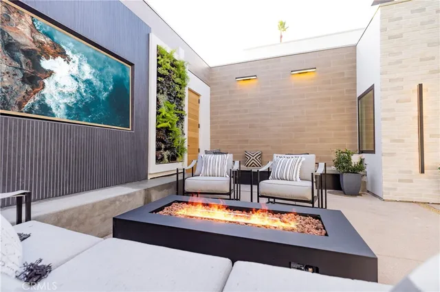 a potted plant sitting in front of a house with potted plants