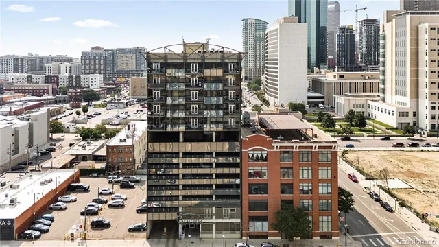 a city view with tall buildings