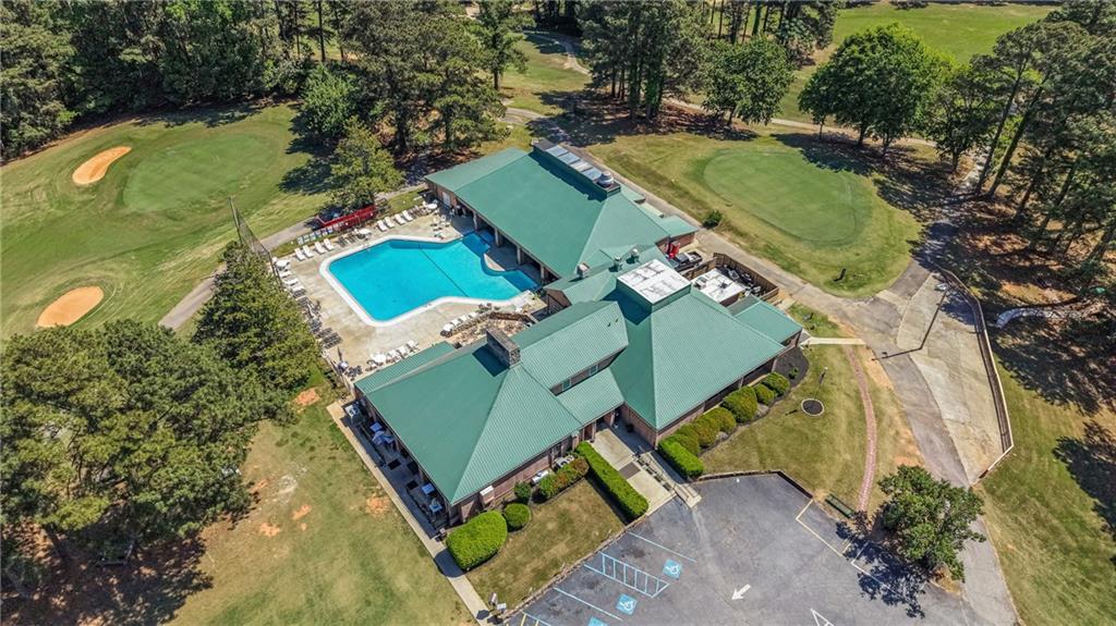 30 Buffelhead Court Monticello, GA 31064 - Photo 35 of 37 an aerial view of a house with a garden and swimming pool