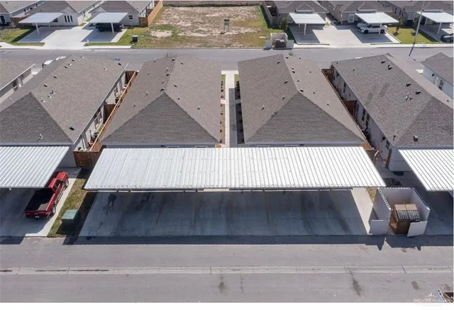 an aerial view of a house with a space