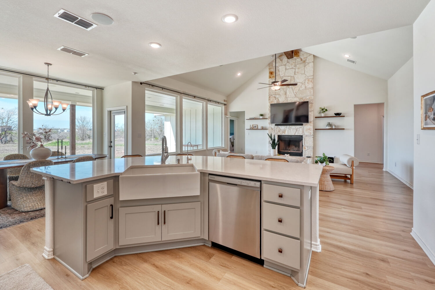 1642 Scull Road San Marcos, TX 78666 - Photo 7 of 31 Open kitchen with expansive island overlooking the living area, designed for everyday living and entertaining.