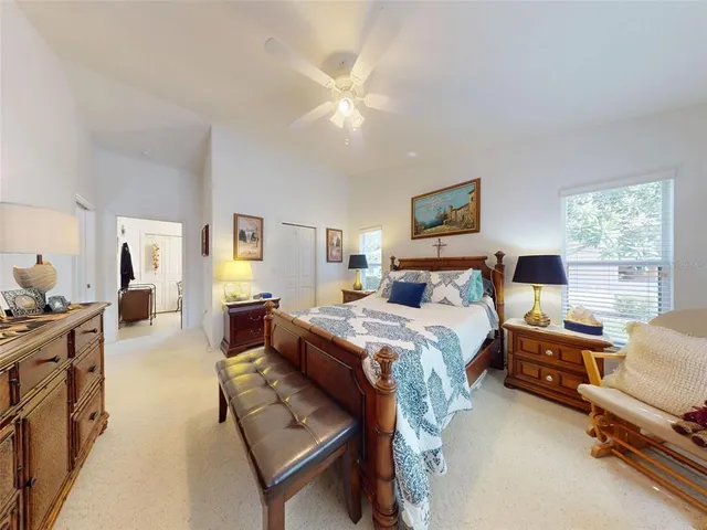 a view of a garden with an ocean