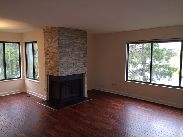 305 Shoreline Road, Unit 305 Lake Barrington, IL 60010 - Photo 3 of 23 a living room with a fireplace and wooden floor