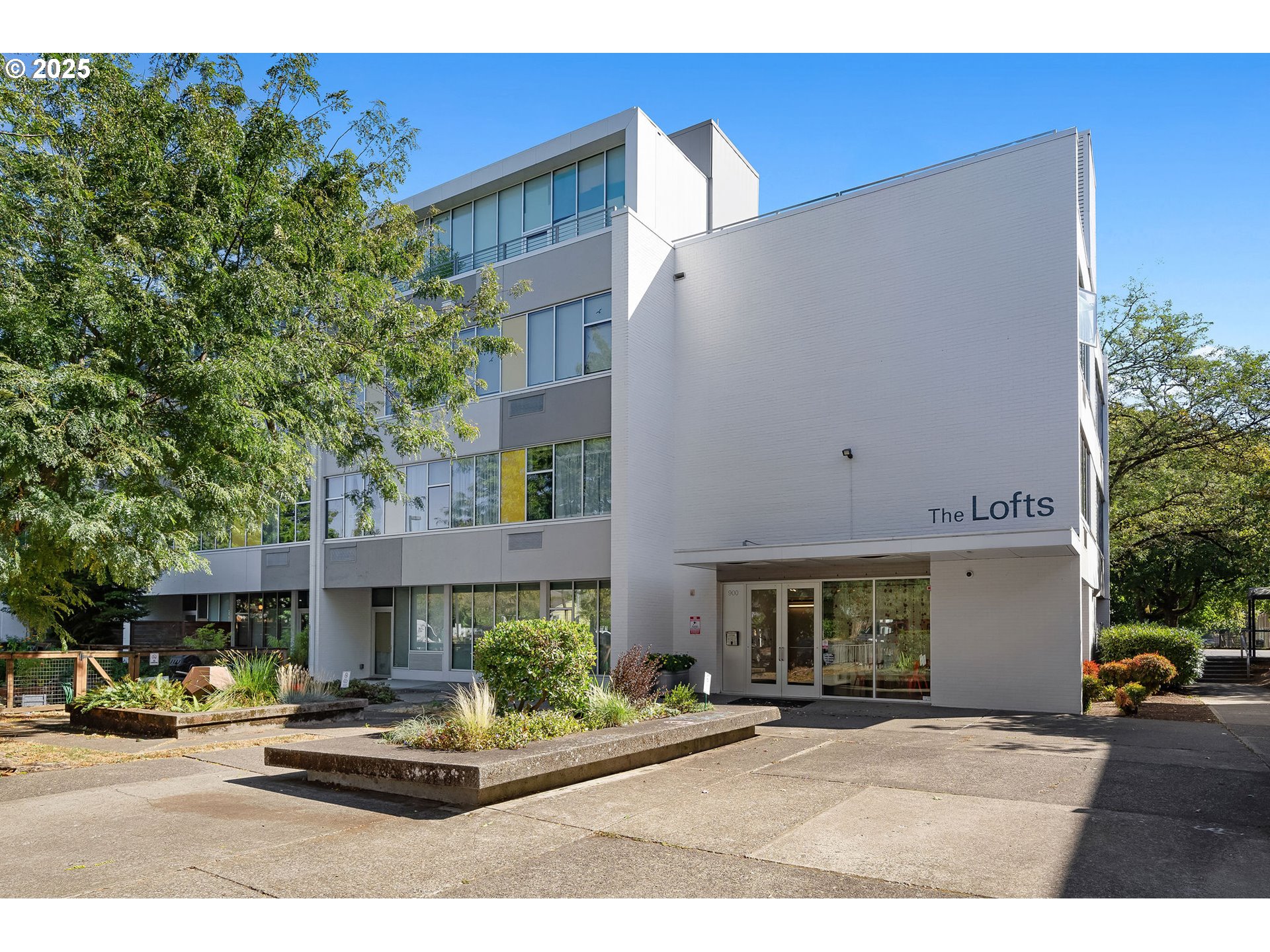 a view of a building with street view