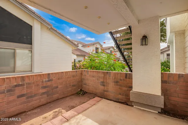 a view of a house with a patio
