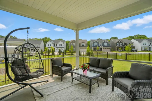 a building outdoor space with patio furniture