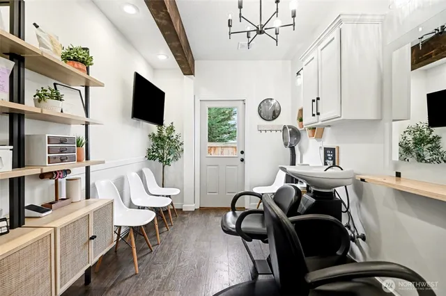a view of a kitchen with appliances and a window