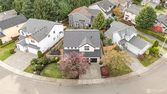 an aerial view of a house