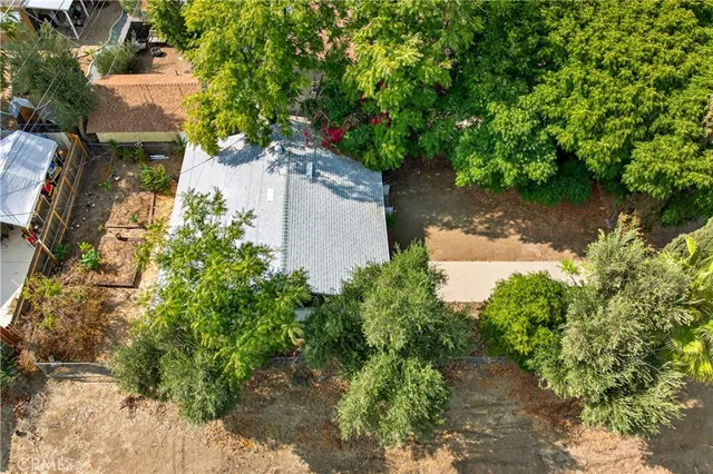 an aerial view of a house