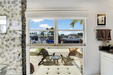 a room with stainless steel appliances kitchen island granite countertop furniture and a kitchen view