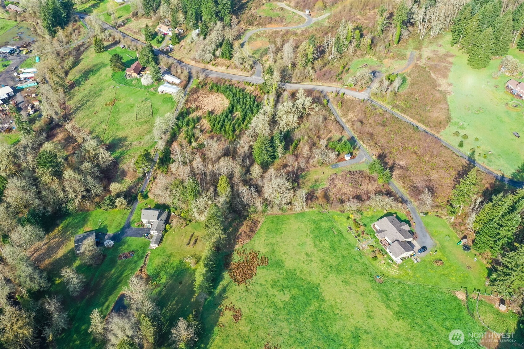 208 Sanderson Road Chehalis, WA 98532 - Photo 26 of 28 a backyard of a house with lots of green space and trees all around