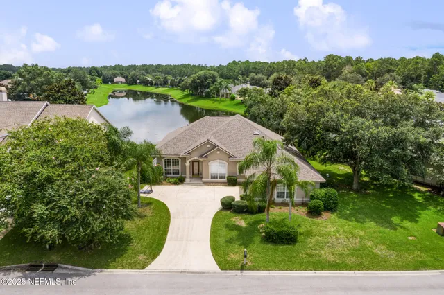 an aerial view of a house
