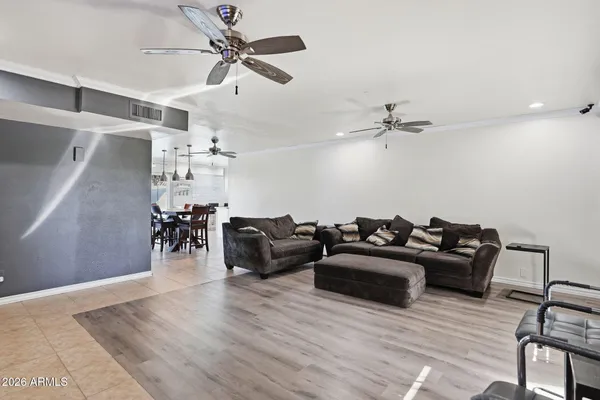 a living room with furniture and a couch