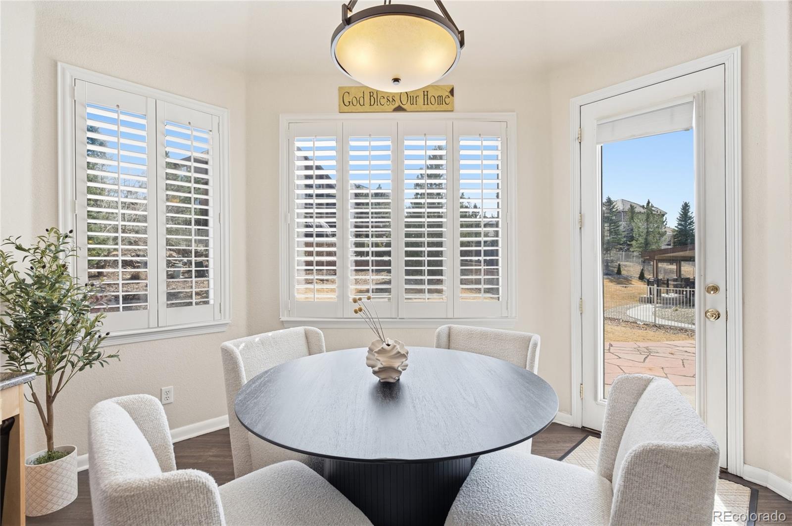 22426 East Roxbury Place Aurora, CO 80016 - Photo 18 of 50 a view of a dining room with furniture window and outside view