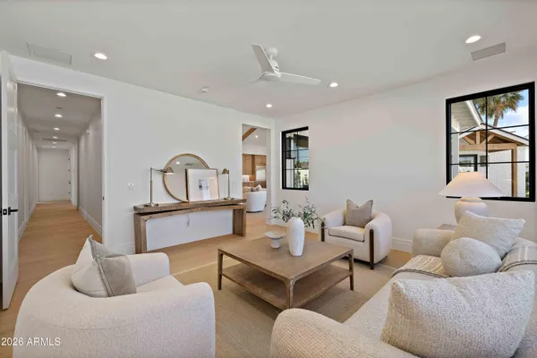 a living room with furniture